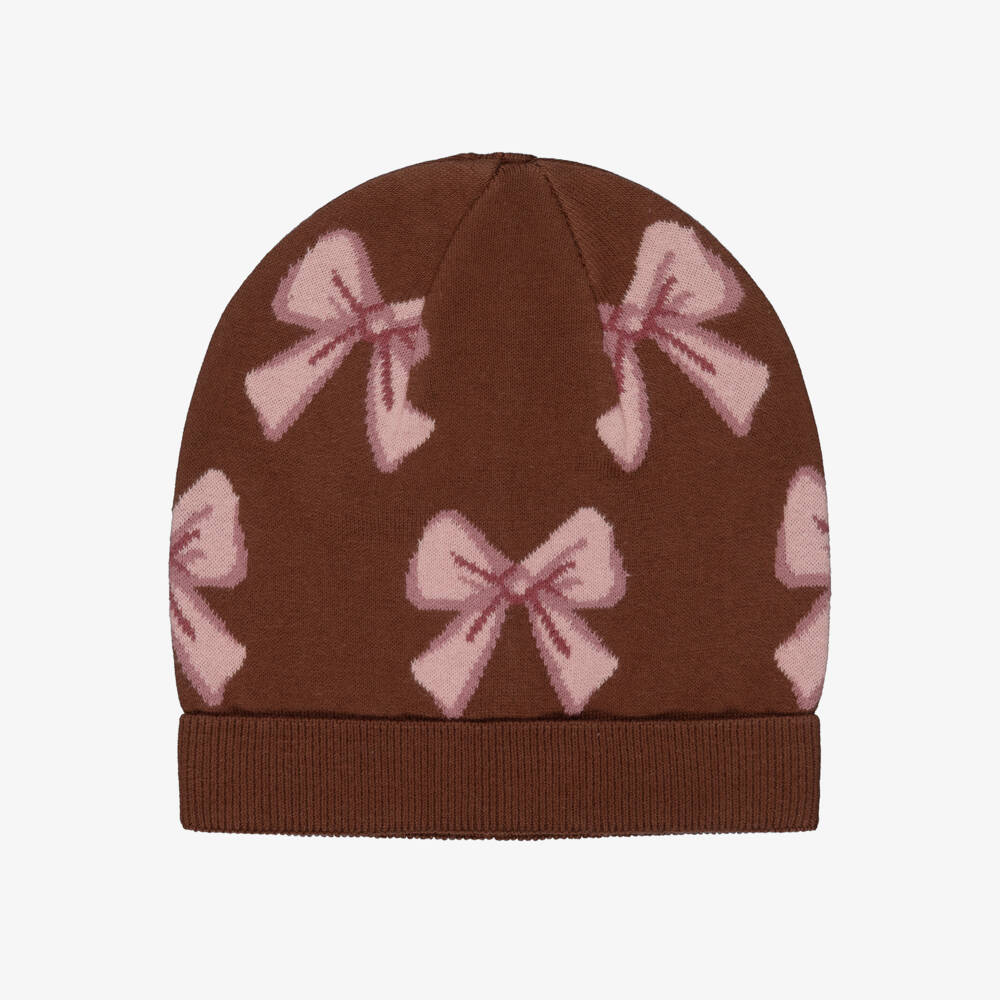 iDO-Brown Bow Print Hat | Childrensalon Outlet