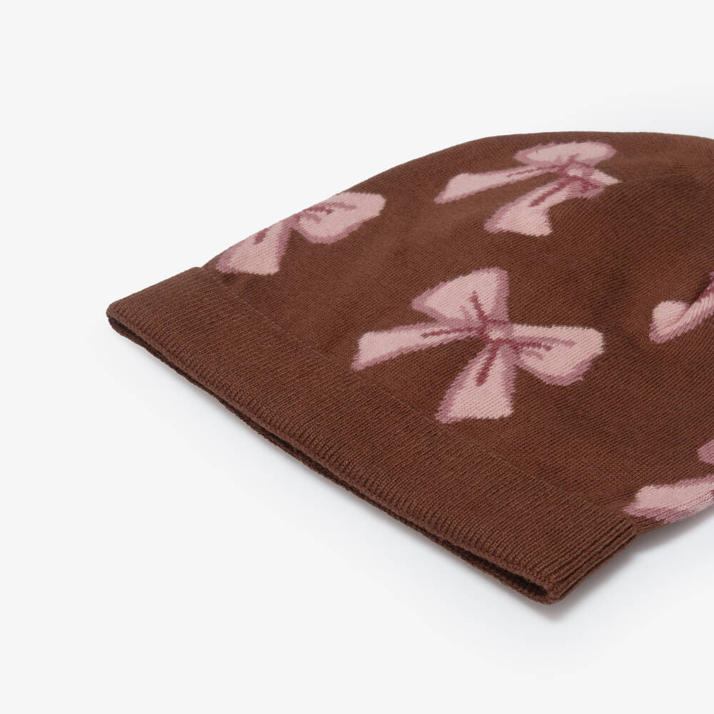 iDO-Brown Bow Print Hat | Childrensalon Outlet
