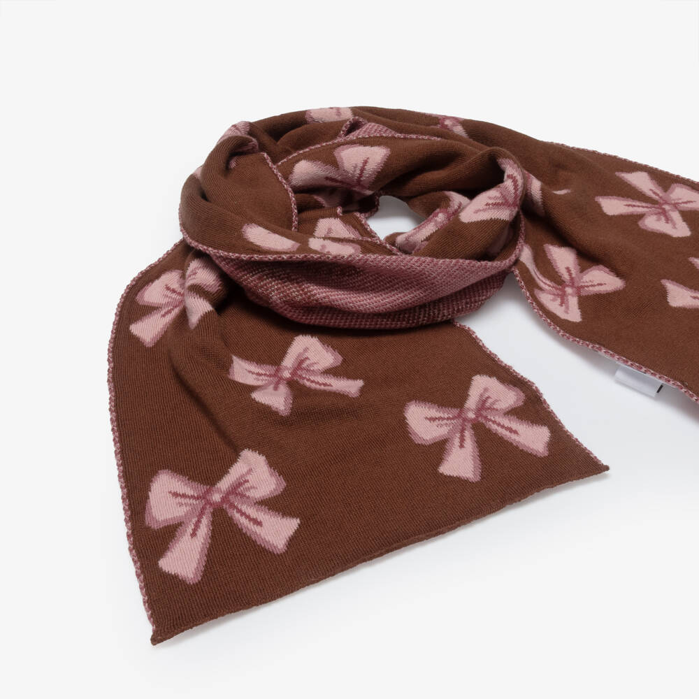 iDO-Brown Bow Print Scarf | Childrensalon Outlet