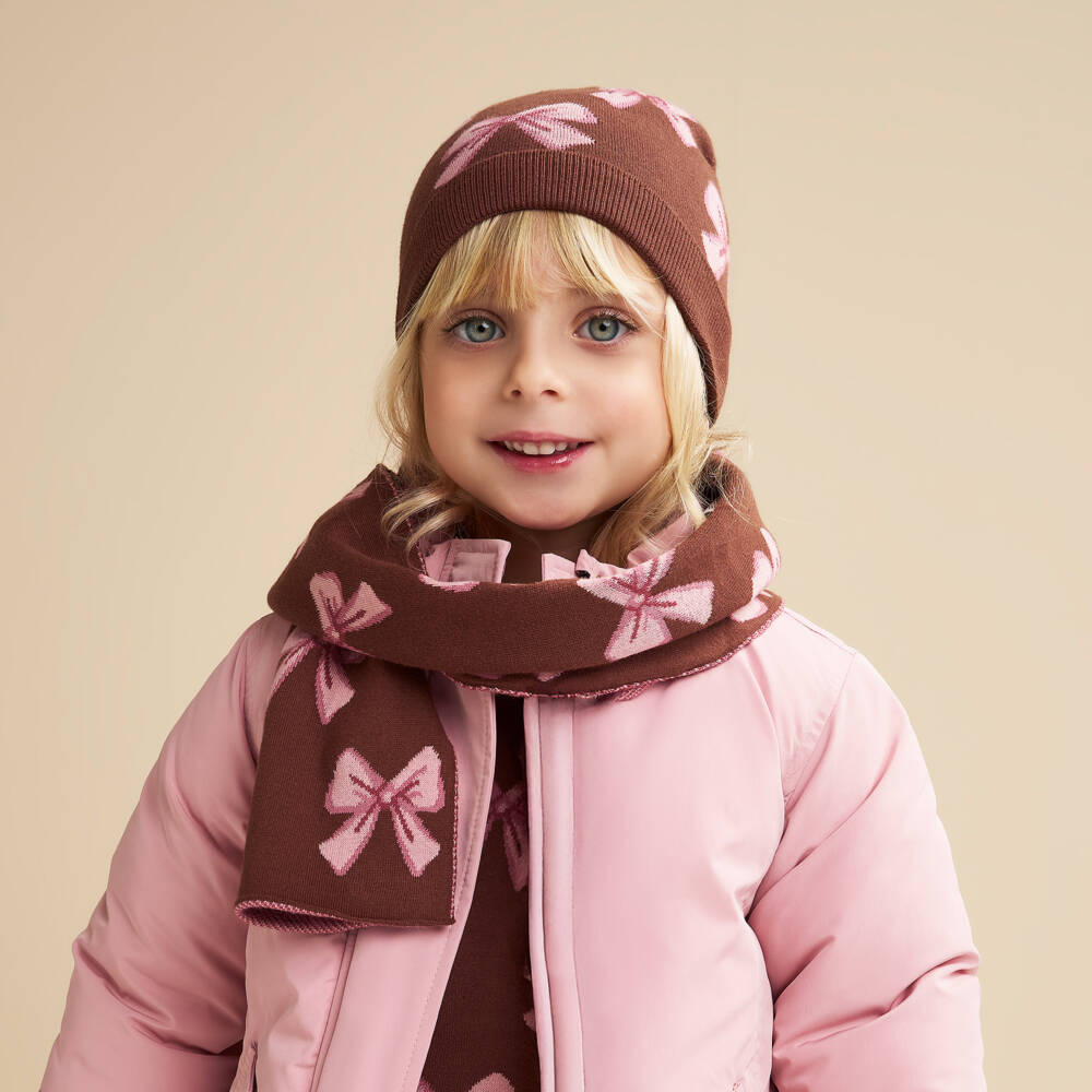 iDO-Brown Bow Print Scarf | Childrensalon Outlet