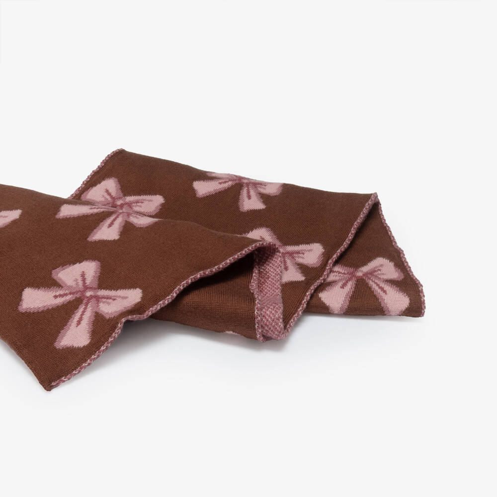 iDO-Brown Bow Print Scarf | Childrensalon Outlet