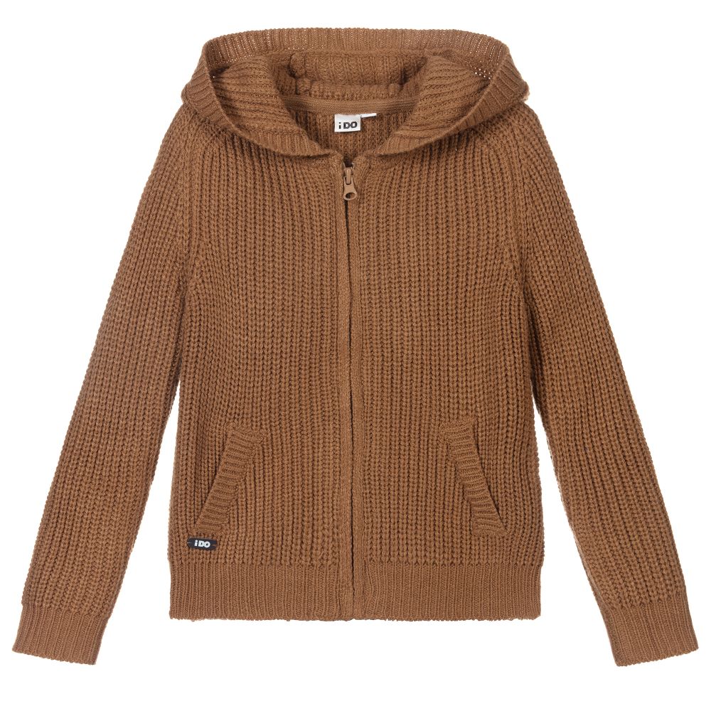 iDO Baby - Brown Knitted Zip-Up Top | Childrensalon