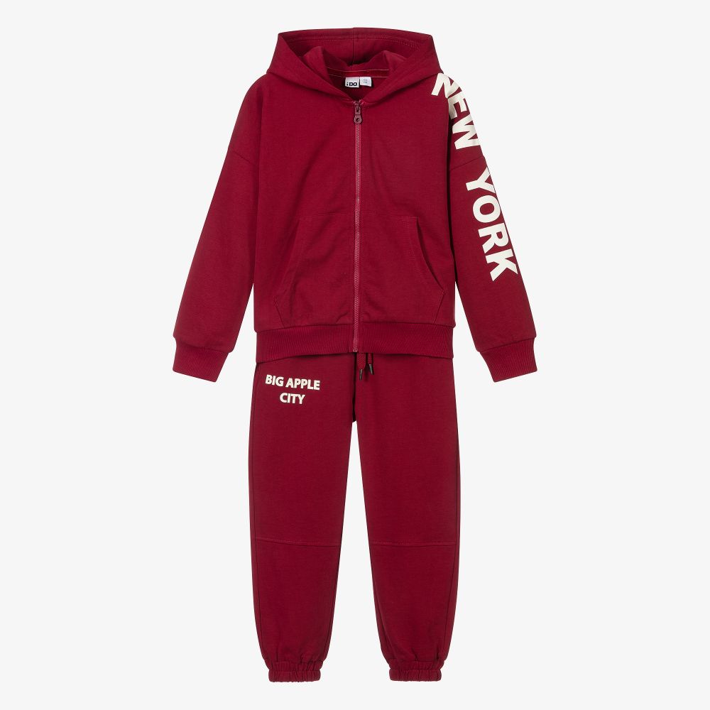 iDO Junior - Burgundy Red Jersey Tracksuit | Childrensalon