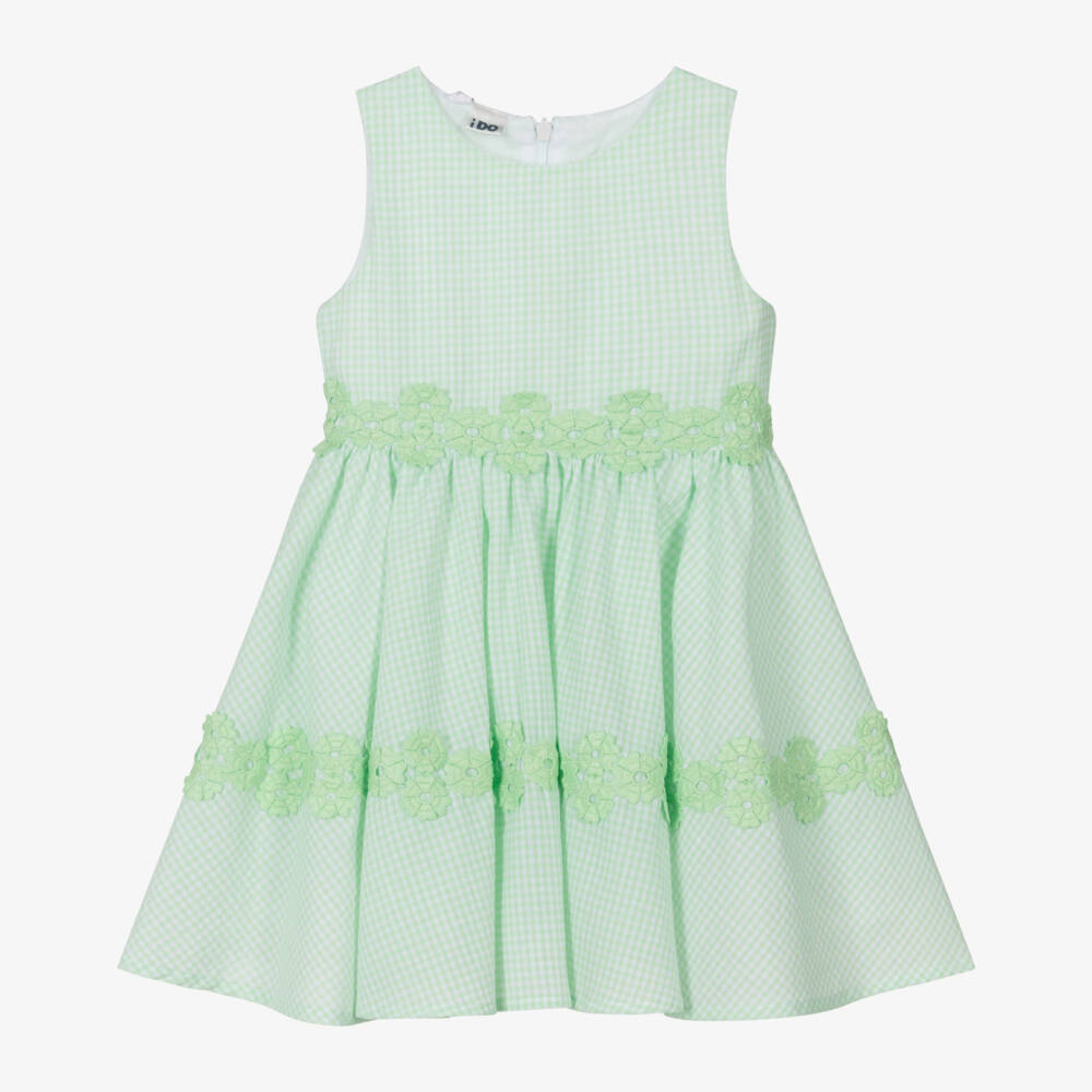 iDO Baby-فستان أخضر بنقشة المربعات للبنات | Childrensalon Outlet