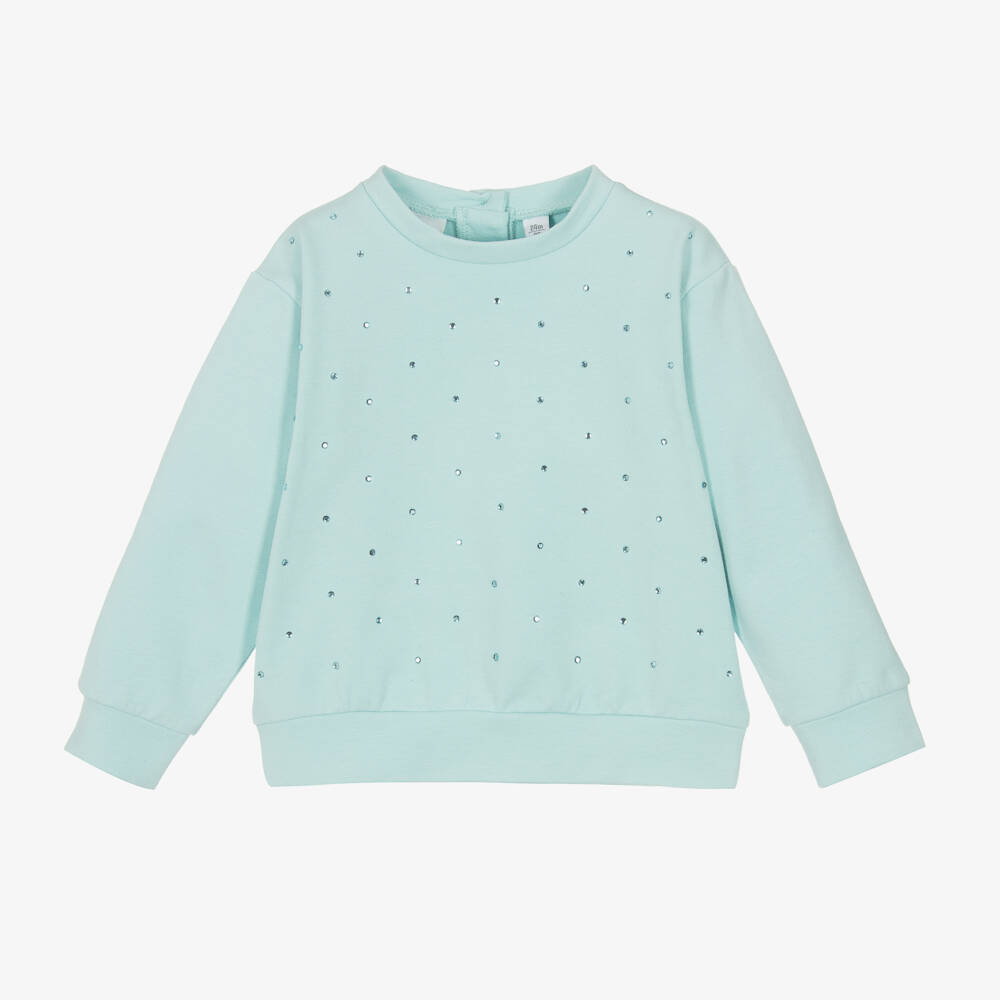 iDO Baby-Girls Aqua Rhinestone Jersey Top | Childrensalon Outlet