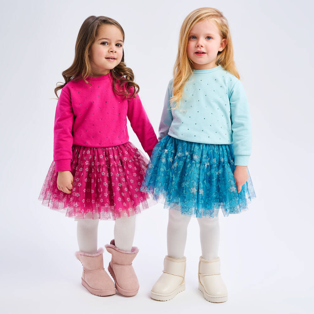 آي دو Baby-سويتشيرت بديامونتي قطن لون أزرق مائي للبنات | Childrensalon Outlet