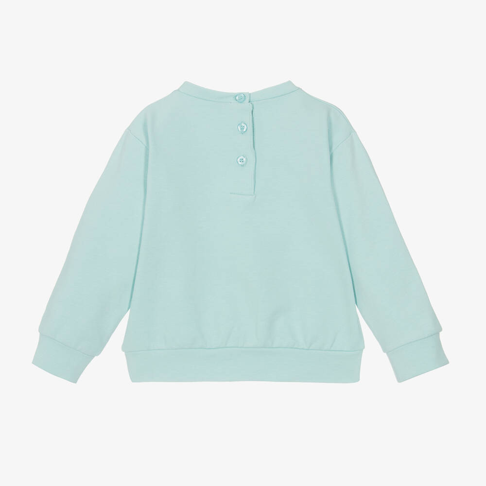 آي دو Baby-سويتشيرت بديامونتي قطن لون أزرق مائي للبنات | Childrensalon Outlet