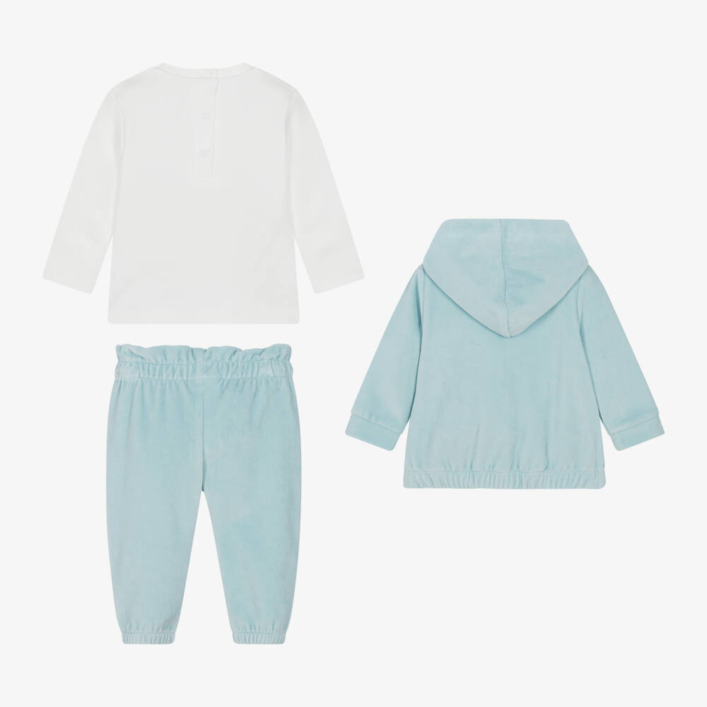 iDO Mini-Girls Aqua Velour Tracksuit Ensemble | Childrensalon Outlet