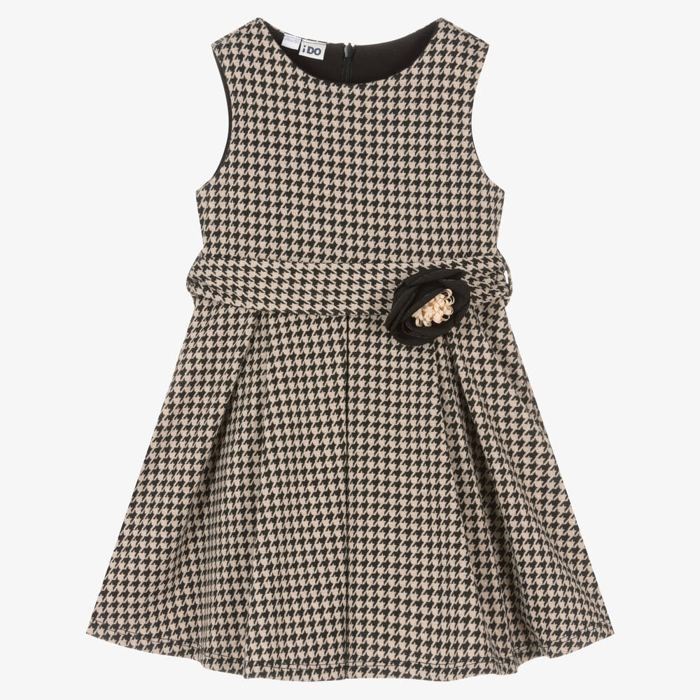 iDO Baby - Бежево-черное платье в гусиную лапку | Childrensalon