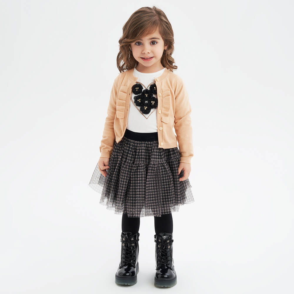 iDO Baby-Girls Beige & Black Houndstooth Tutu Skirt | Childrensalon Outlet