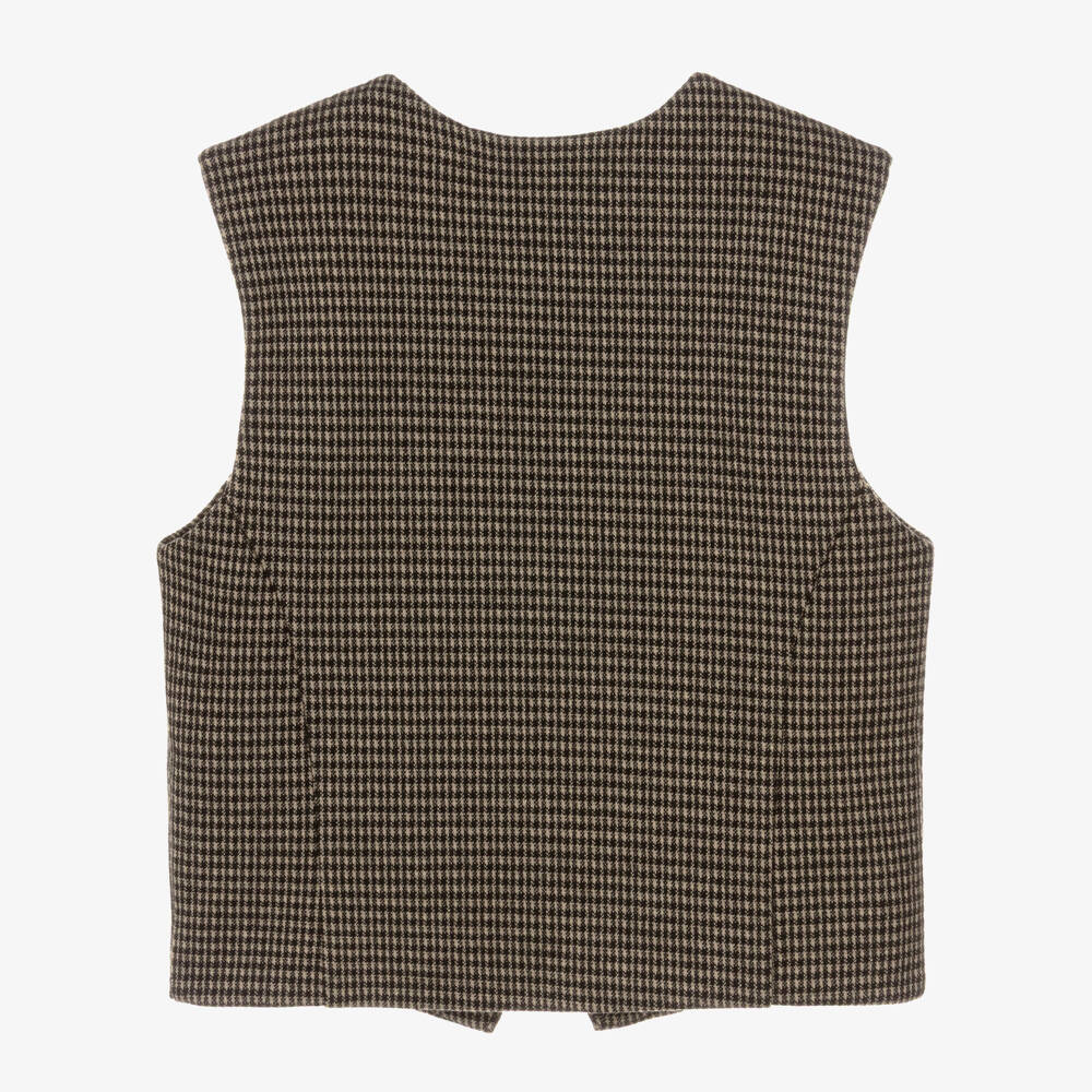 iDO Junior-Girls Beige & Black Houndstooth Waistcoat | Childrensalon Outlet