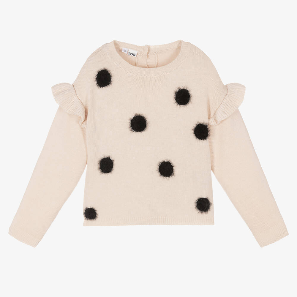 iDO Baby - Girls Beige & Black Spot Sweater | Childrensalon