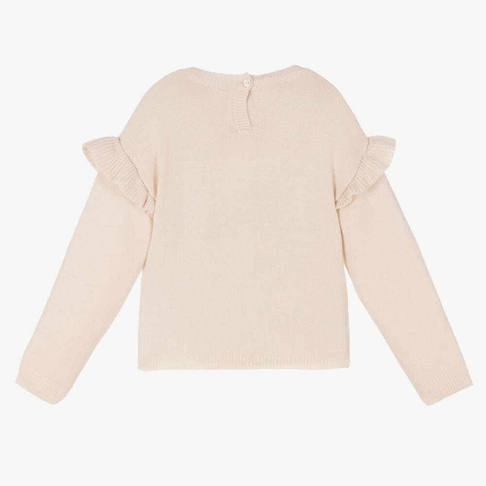 آي دو Baby-كنزة مزيج قطن محبوك لون بيج للبنات | Childrensalon Outlet