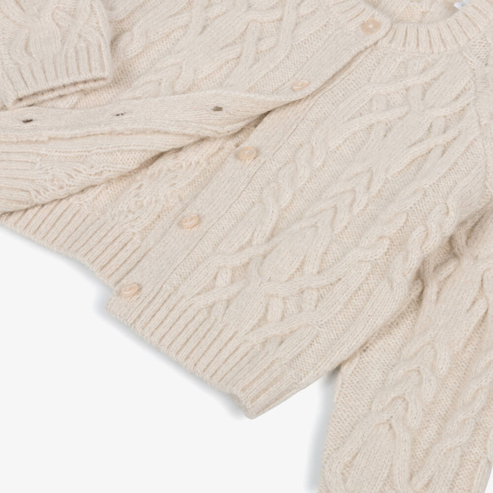 iDO-Girls Beige Cable Knit Glitter Cardigan | Childrensalon Outlet