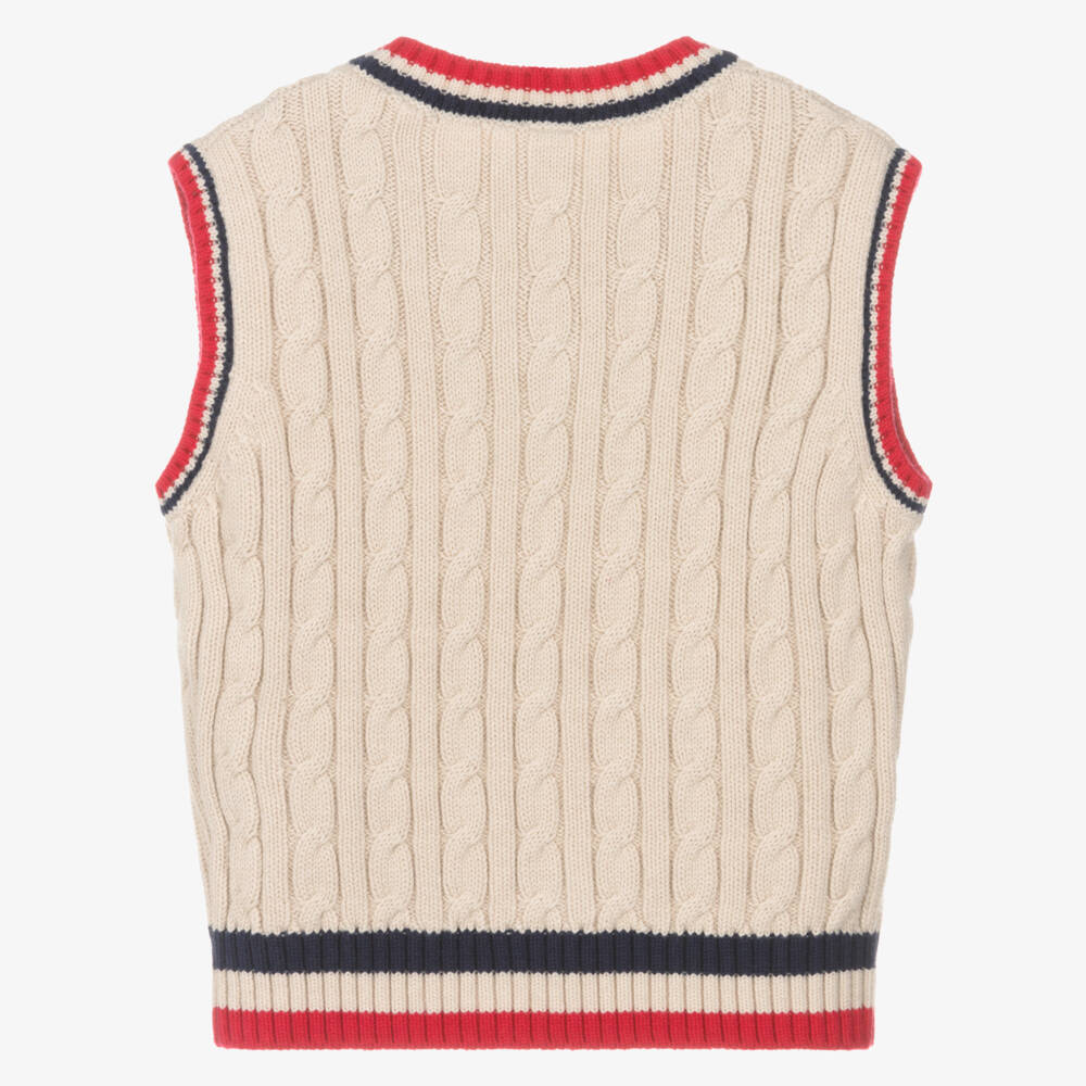 iDO-Girls Beige Cable Knit Vest | Childrensalon Outlet