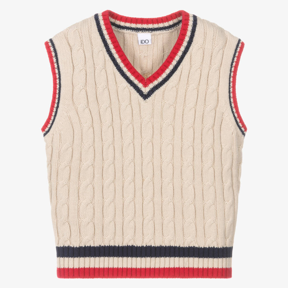 iDO-Girls Beige Cable Knit Vest | Childrensalon Outlet
