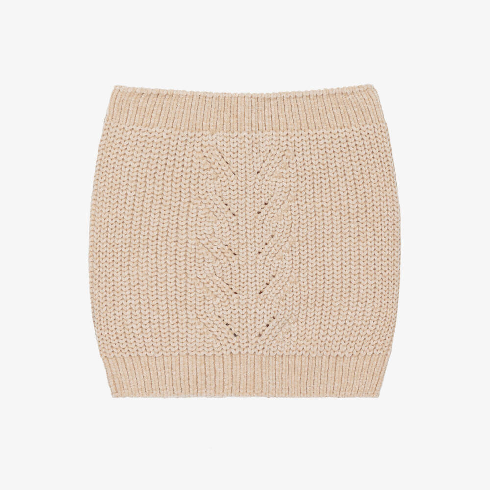 iDO-Girls Beige Chenille Knit Snood with Cable Pattern | Childrensalon Outlet