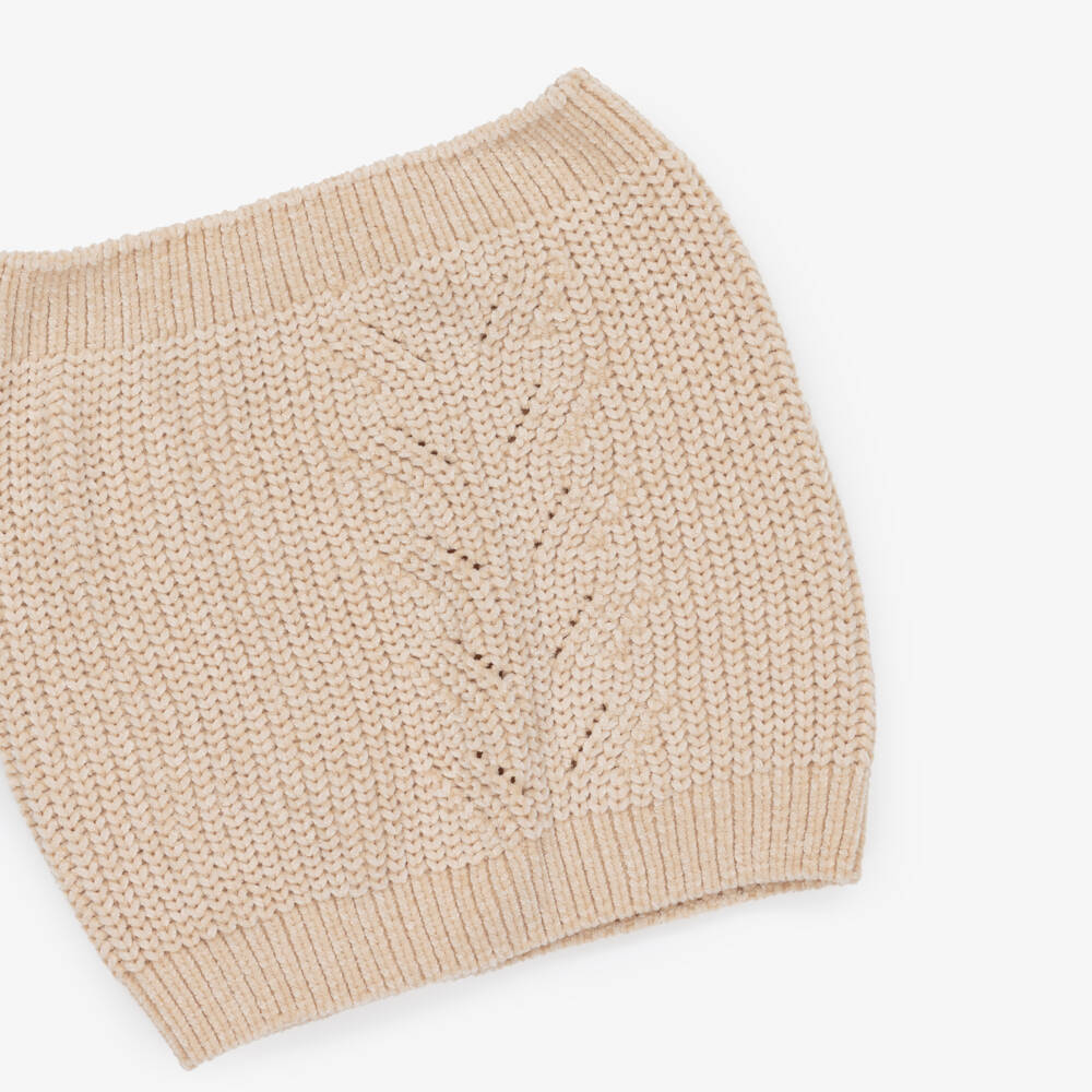 iDO-Girls Beige Chenille Knit Snood with Cable Pattern | Childrensalon Outlet