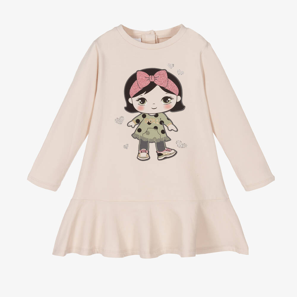 iDO Baby - Girls Beige Cotton Dress | Childrensalon