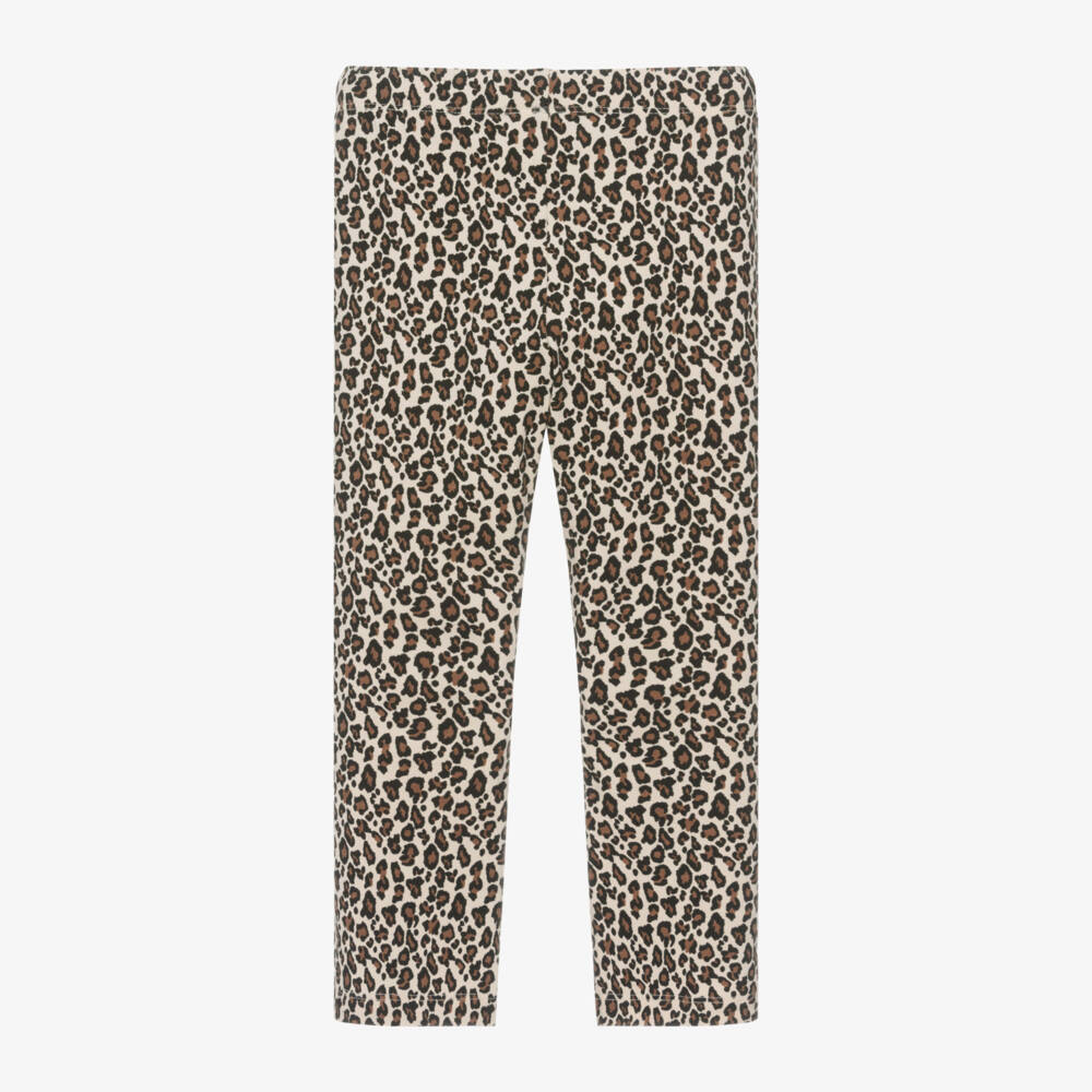 iDO Baby-Girls Beige Cotton Leopard Print Leggings | Childrensalon Outlet