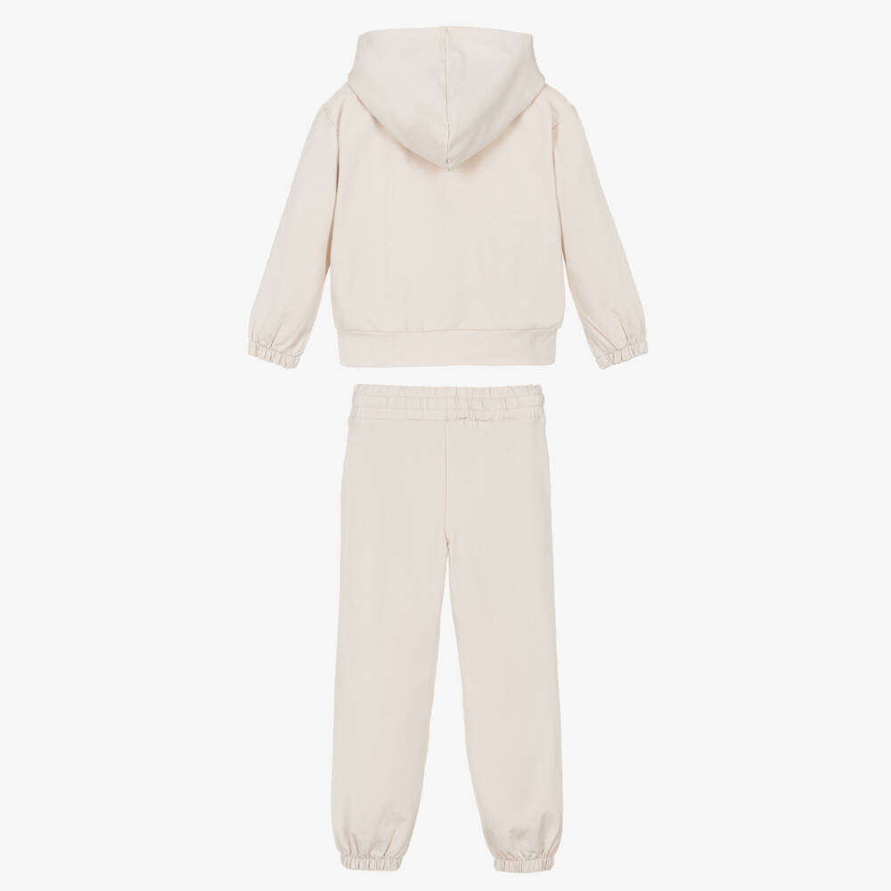 iDO-Girls Beige Cotton Teddy Bears Tracksuit | Childrensalon Outlet
