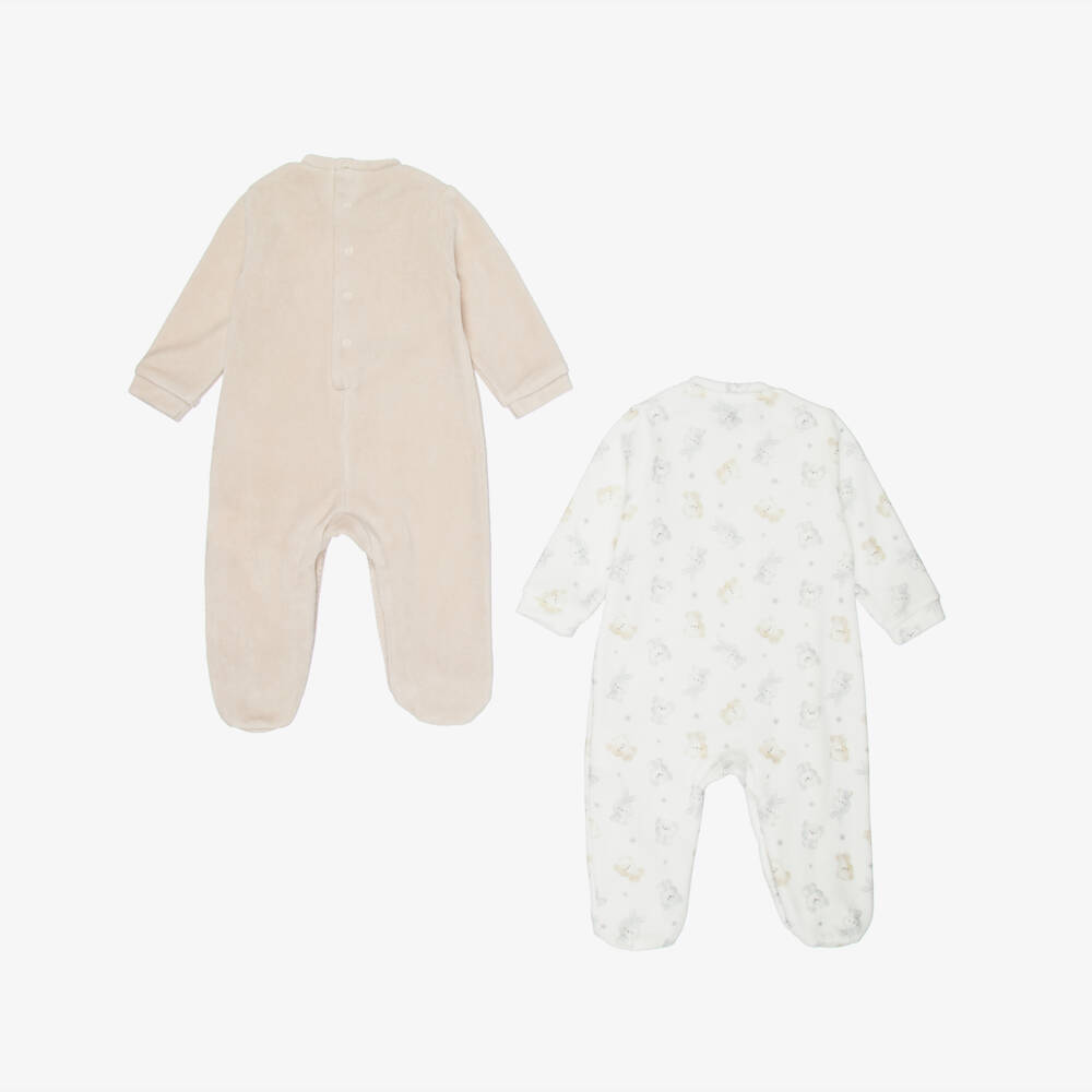 iDO-Girls Beige Ivory Velour Babysuit Duo | Childrensalon Outlet