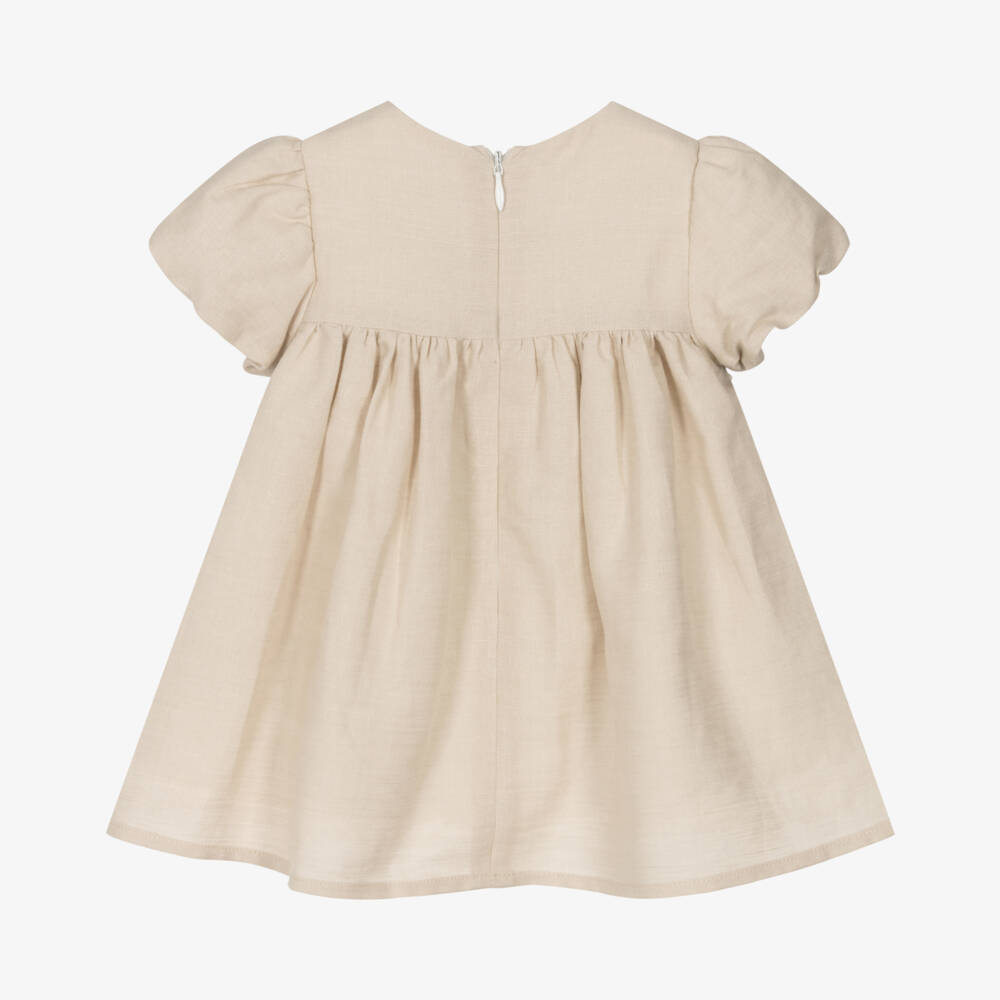 iDO Mini-فستان بيج من الكتان والقطن للبنات | Childrensalon Outlet