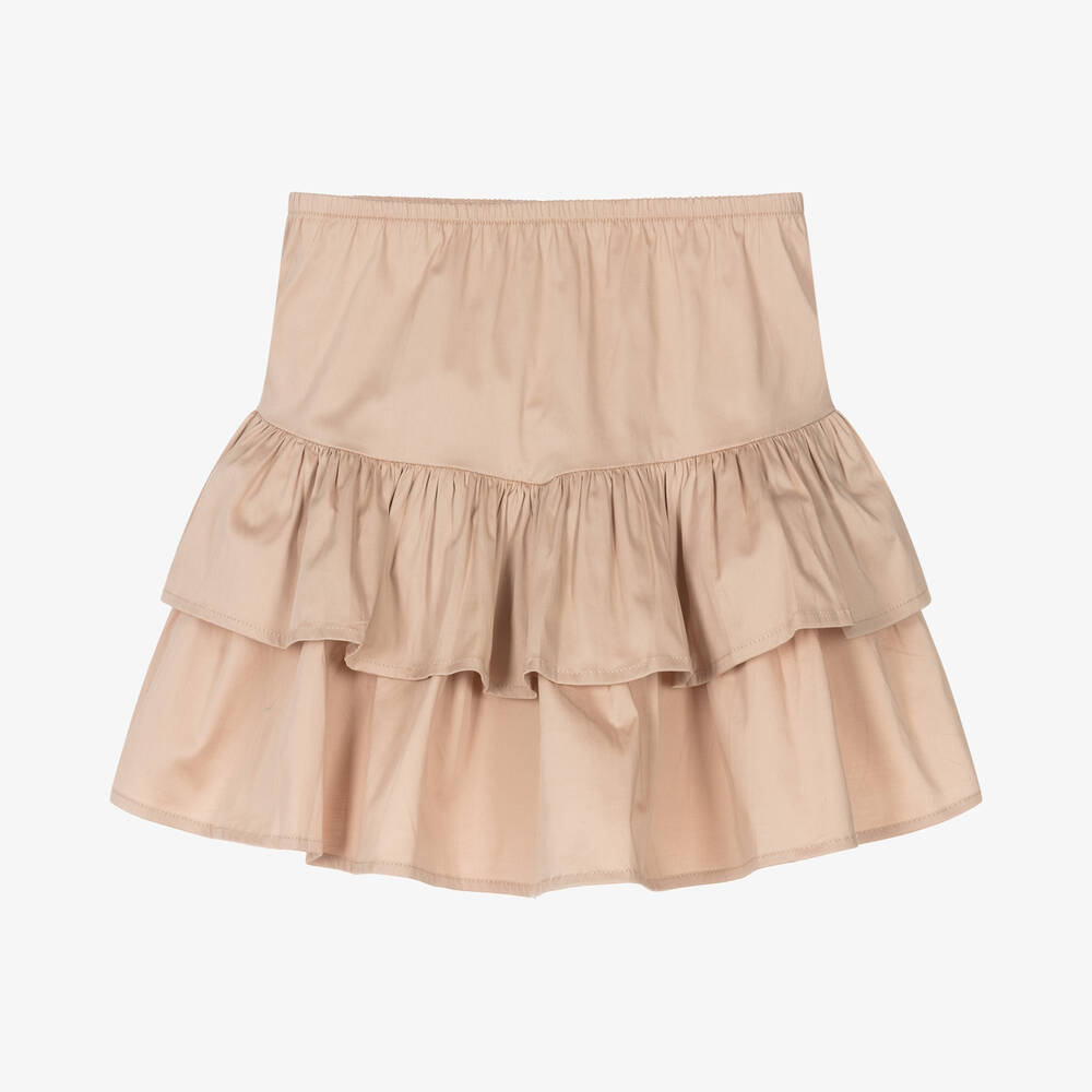 iDO Junior - Girls Beige Ruffle Cotton Skirt | Childrensalon