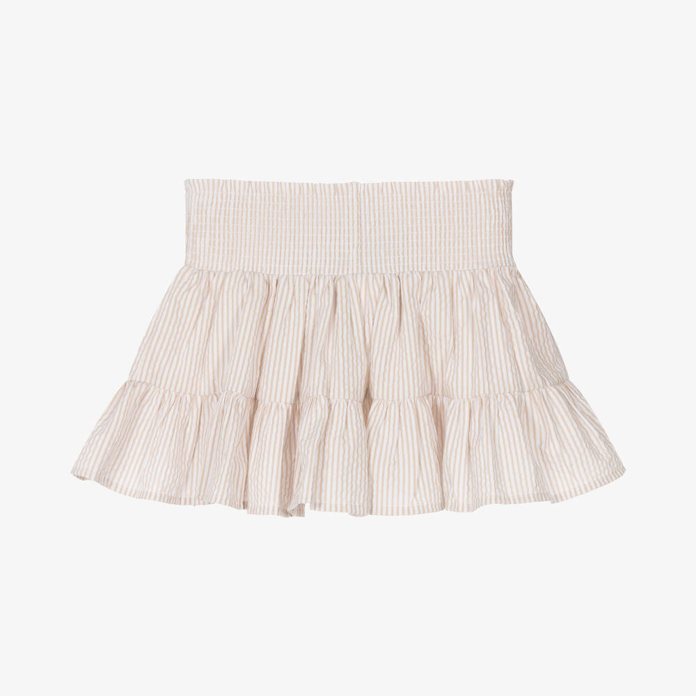 iDO Baby-تنورة قطن سيرسوكر مقلم لون بيج وعاجي | Childrensalon Outlet