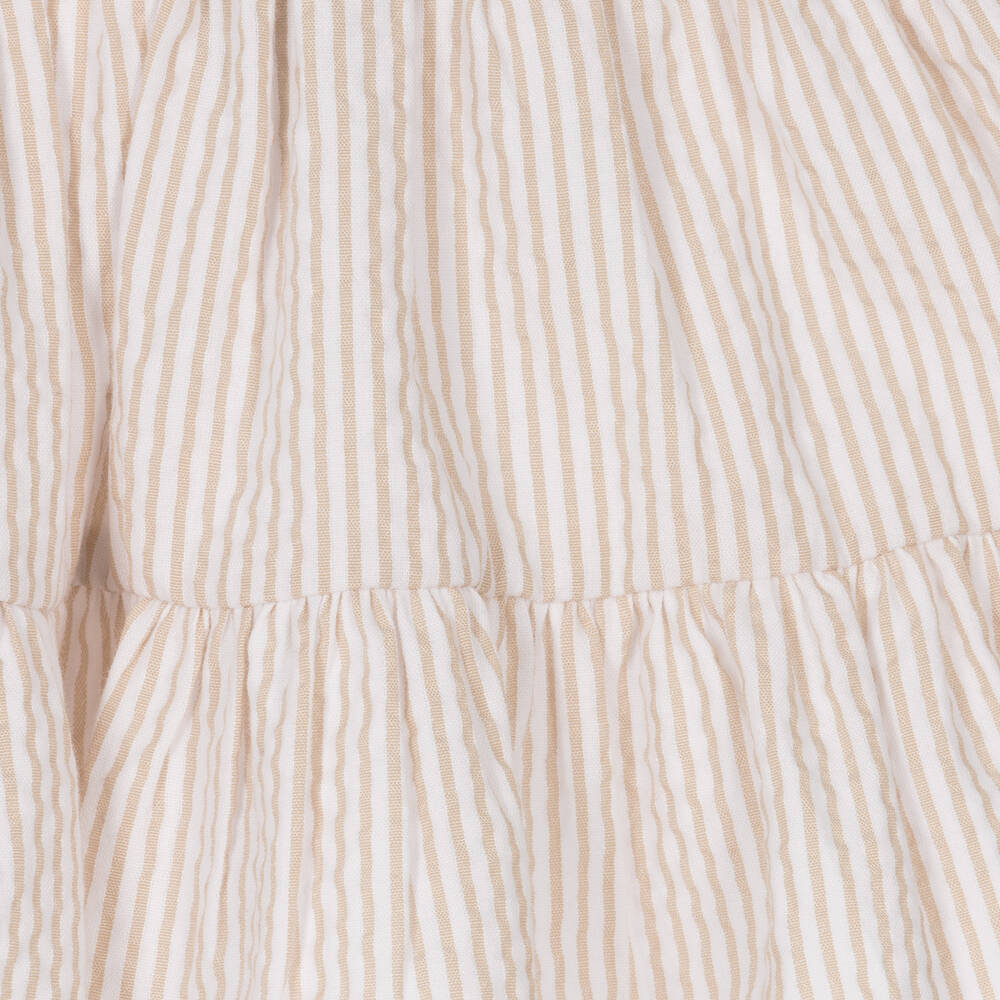 iDO Baby-تنورة قطن سيرسوكر مقلم لون بيج وعاجي | Childrensalon Outlet