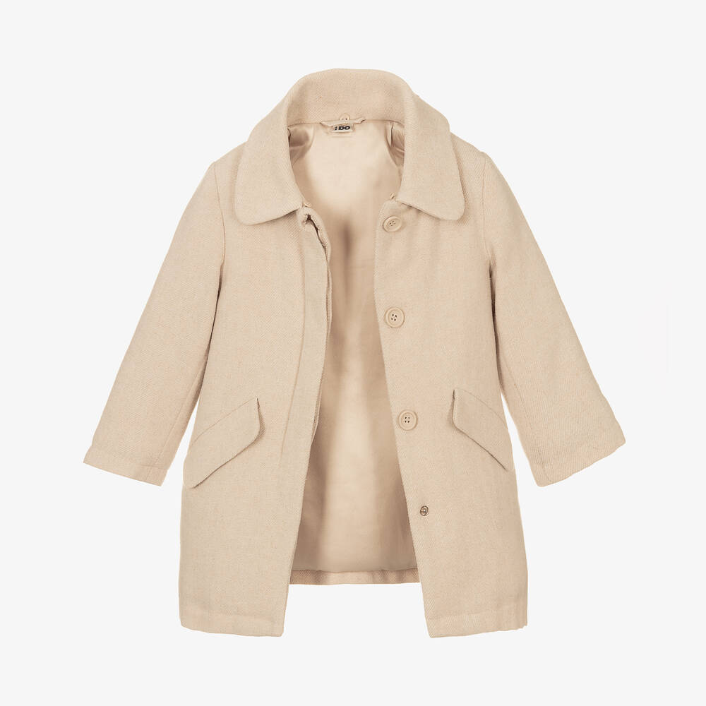 Beige fur collar coat hot sale