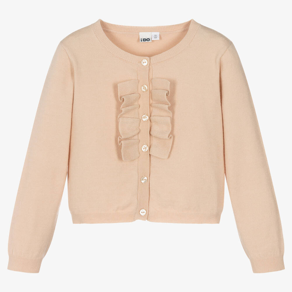 Girls Beige Viscose Knit Cardigan
