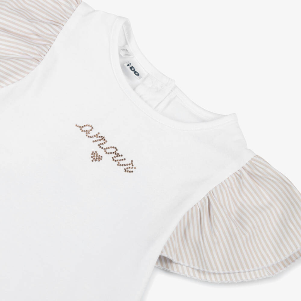 iDO Baby-Girls Beige & White Striped Trouser Ensemble | Childrensalon Outlet