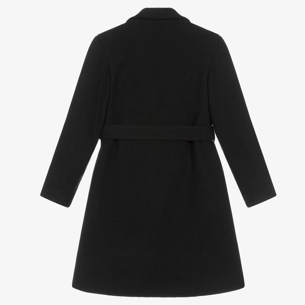 iDO Junior-Girls Black Belted Coat | Childrensalon Outlet