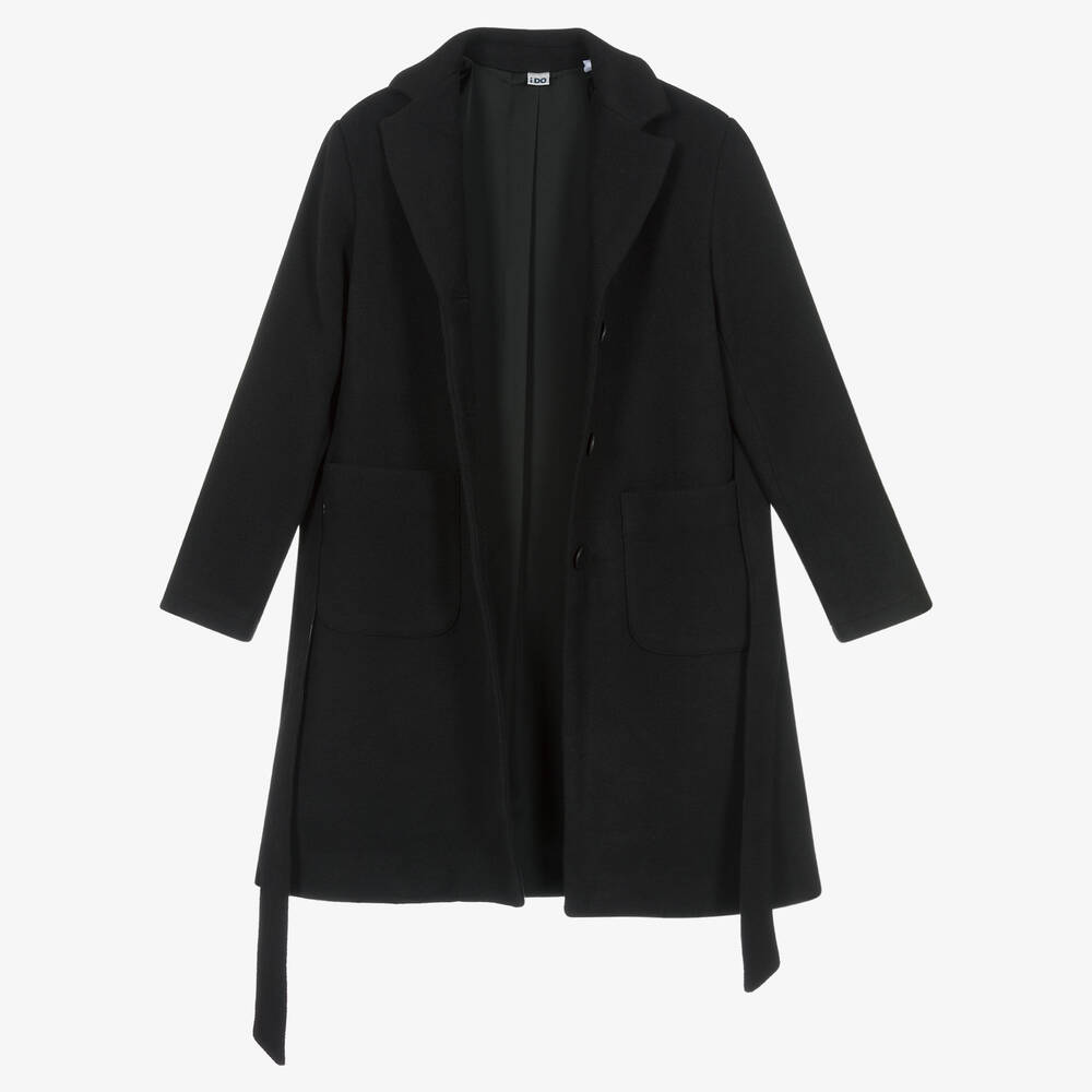 Girls black belted coat outlet
