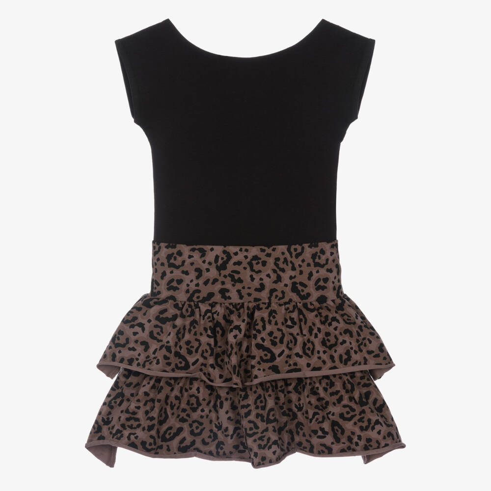 iDO-Girls Black & Brown Leopard Print Skirt Set | Childrensalon Outlet