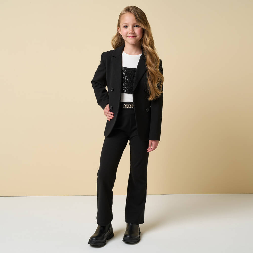 iDO Для младших-Girls Black Chain Accent Trousers | Childrensalon Outlet