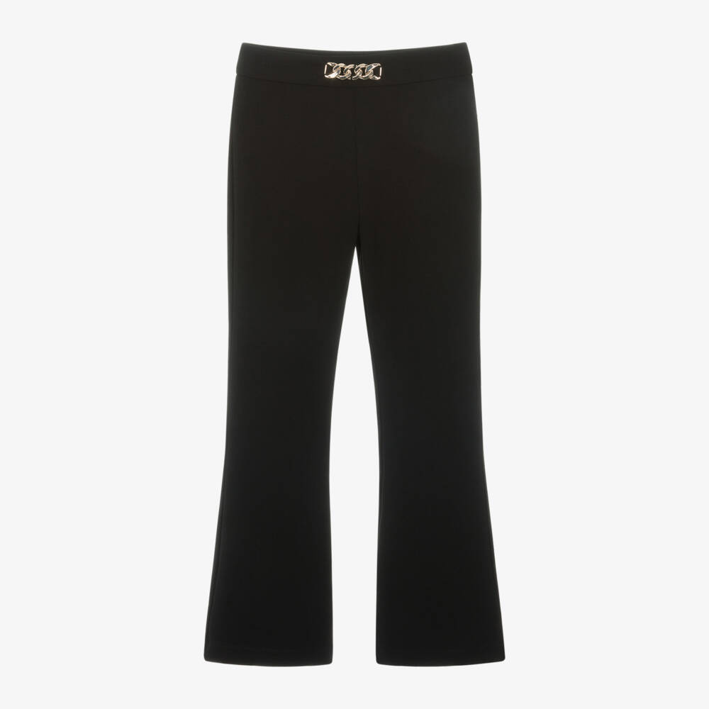 iDO Junior-Girls Black Chain Accent Trousers | Childrensalon Outlet