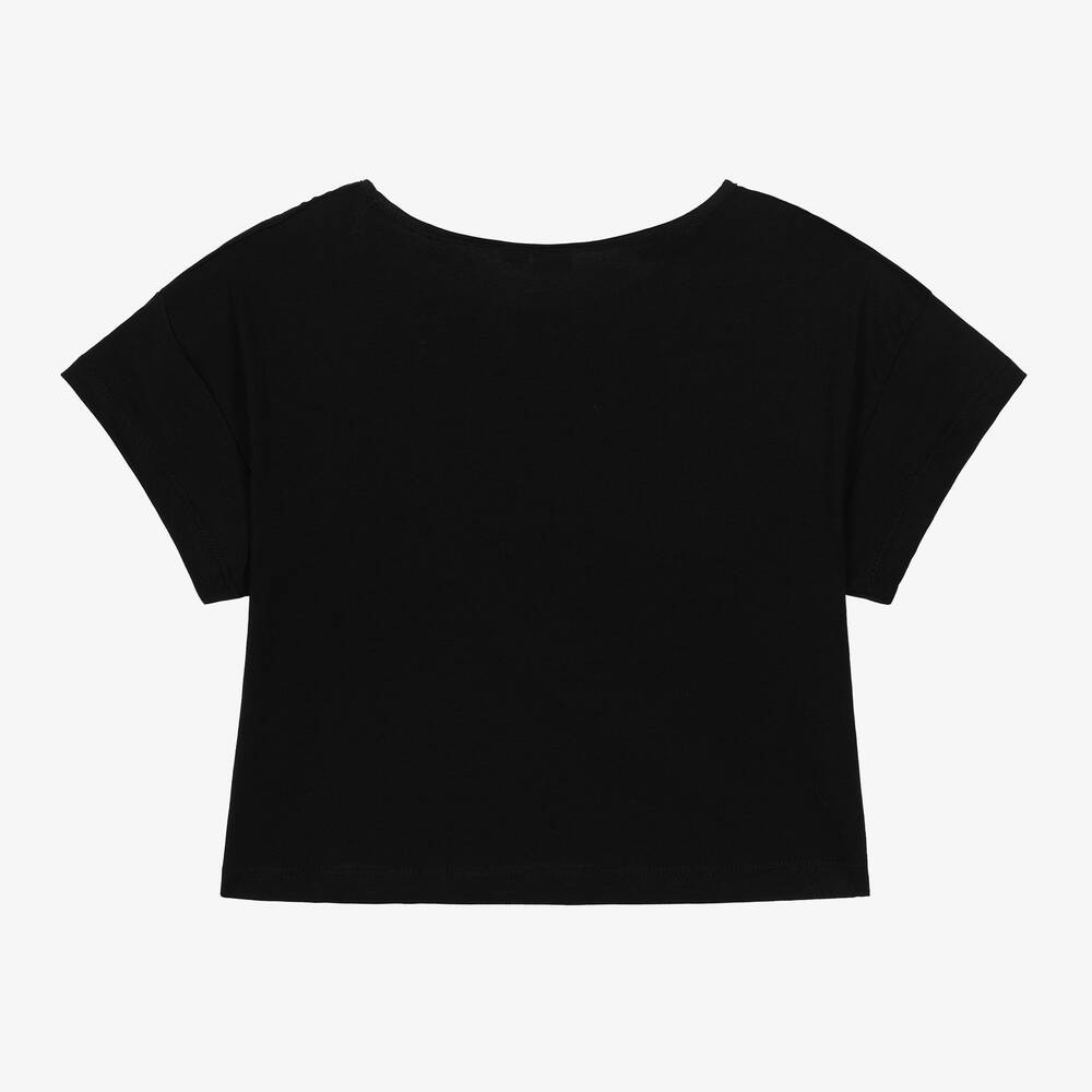 iDO Junior-Girls Black Cotton Sunshine T-Shirt | Childrensalon Outlet