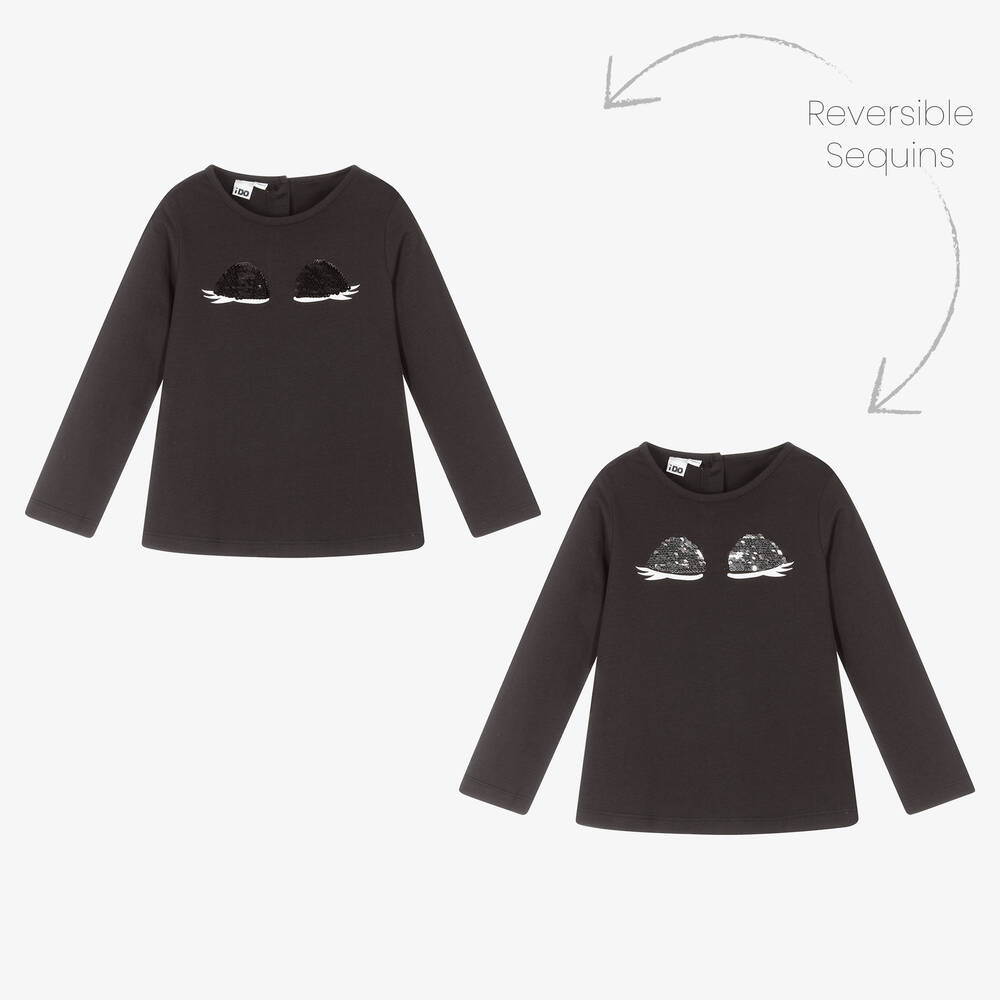 iDO Baby - Girls Black Cotton Top | Childrensalon