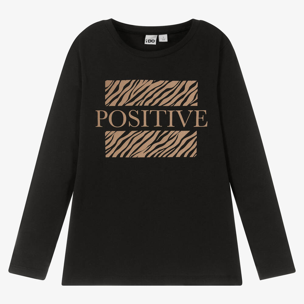 iDO Junior-Girls Black Cotton Top | Childrensalon Outlet