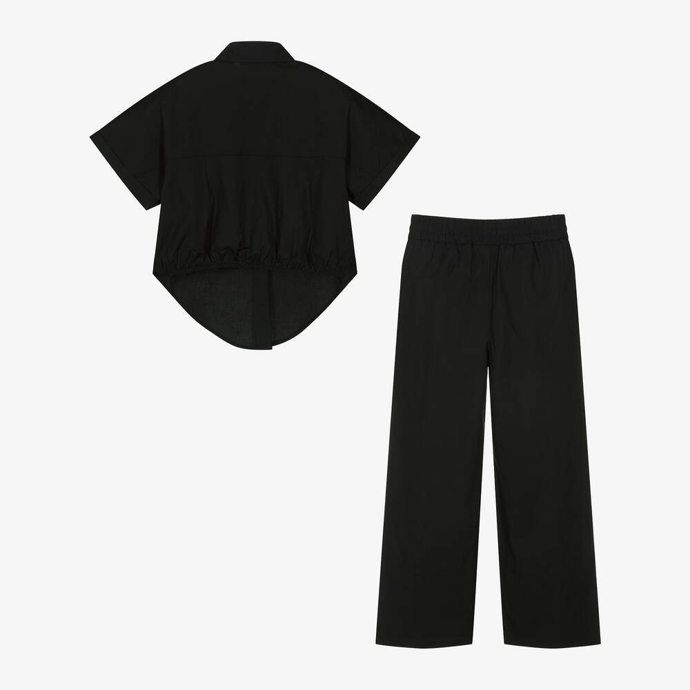 iDO Для младших-Girls Black Cotton Trouser Set | Childrensalon Outlet