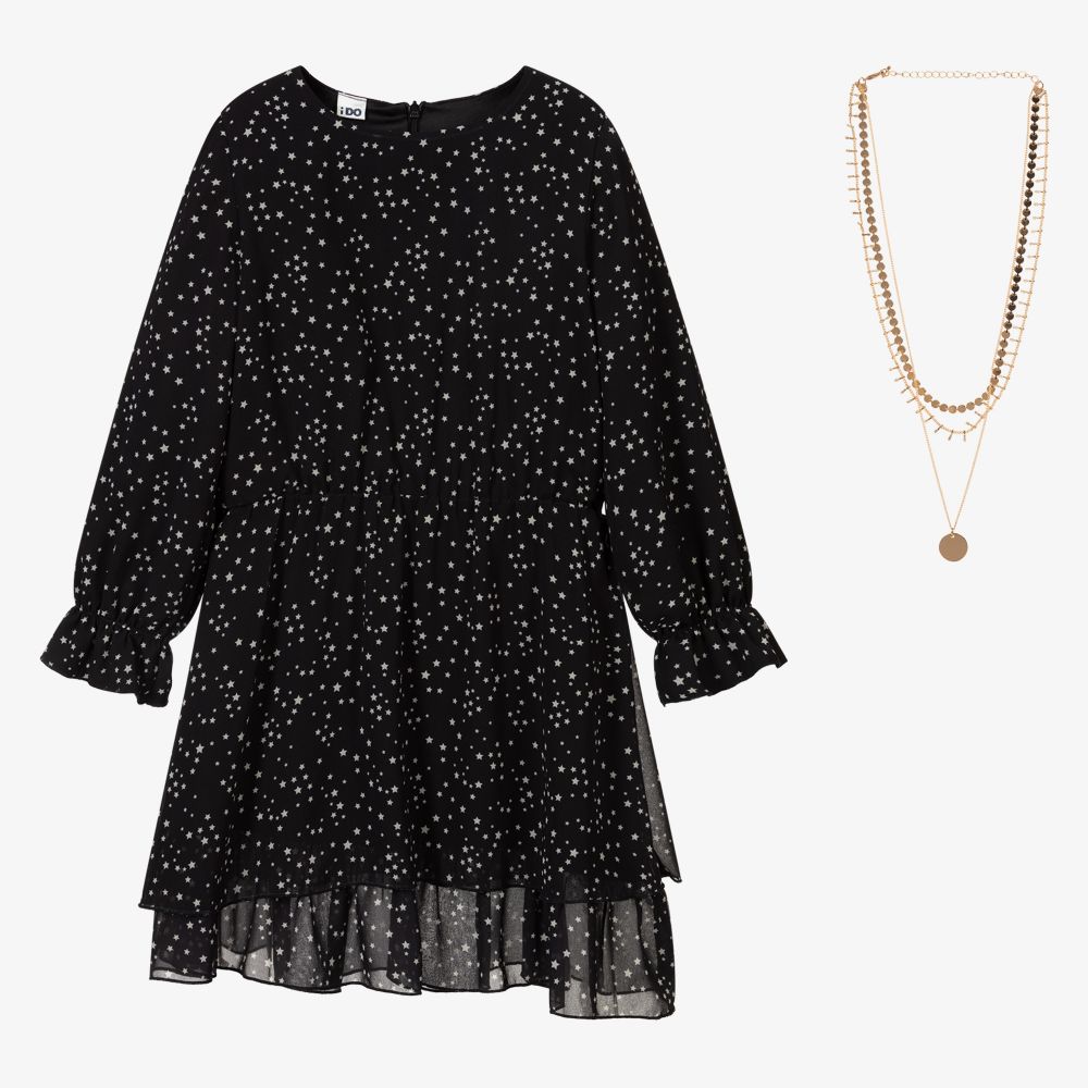 iDO Junior-Girls Black Dress & Necklace | Childrensalon Outlet