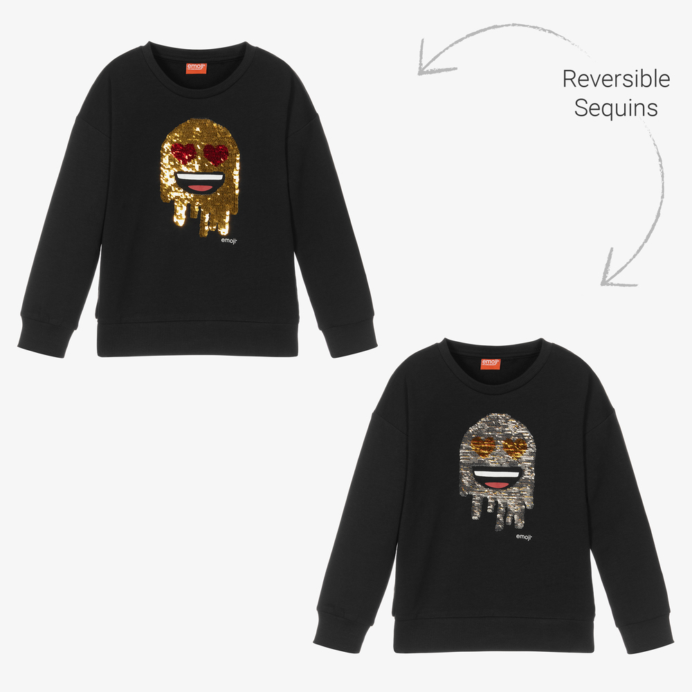 iDO Junior - Schwarzes Emoji Sweatshirt (M) | Childrensalon