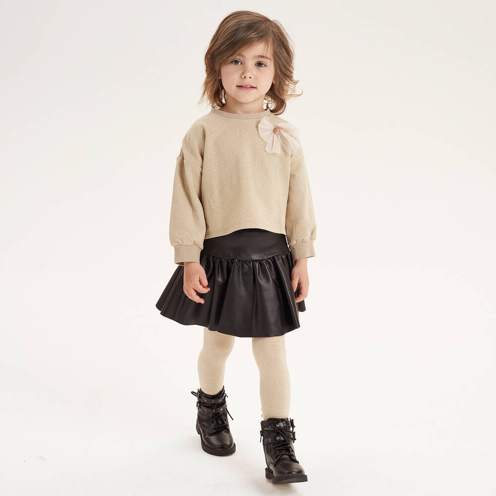 Baby girl black leather skirt hot sale
