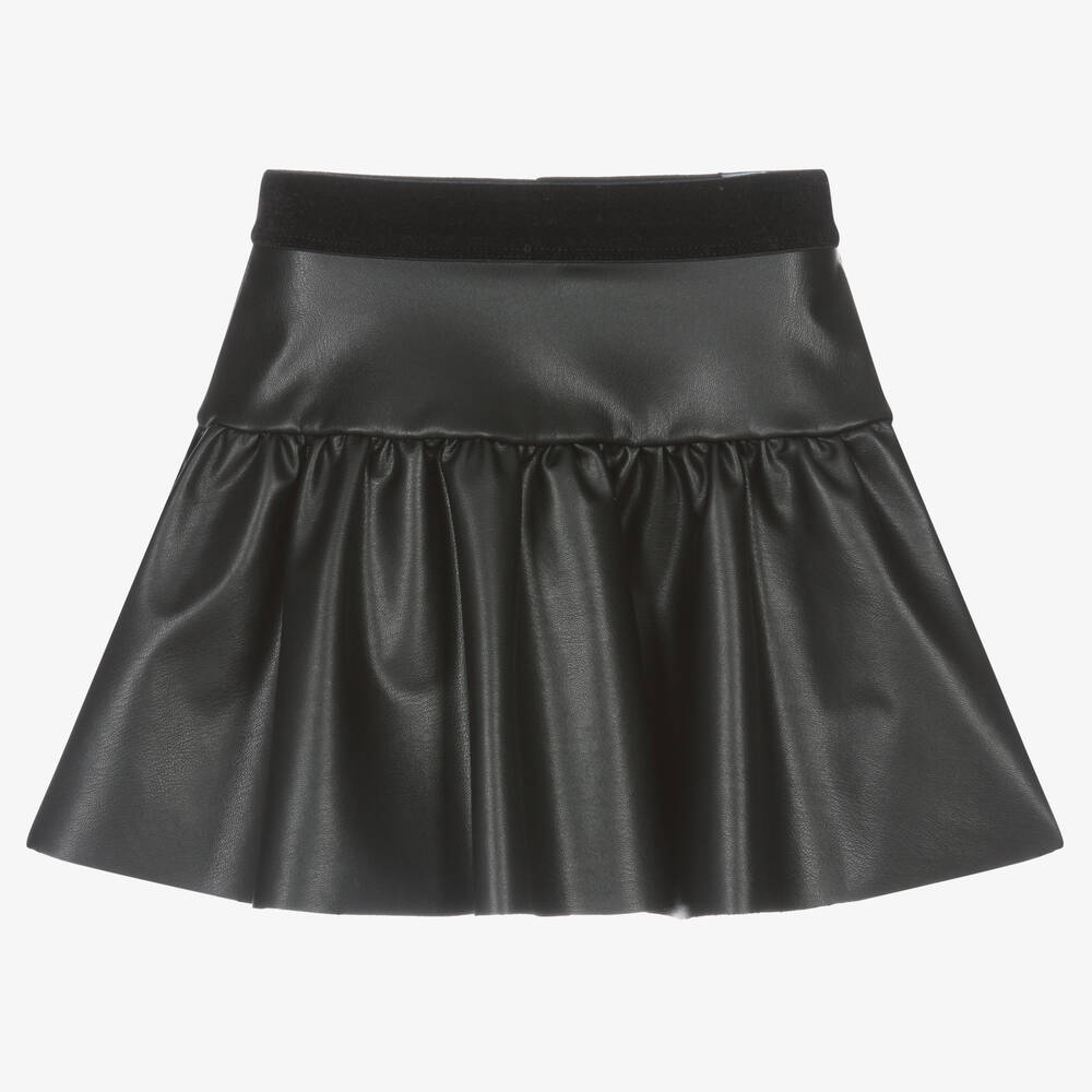 iDO Baby - Girls Black Faux Leather Skirt | Childrensalon