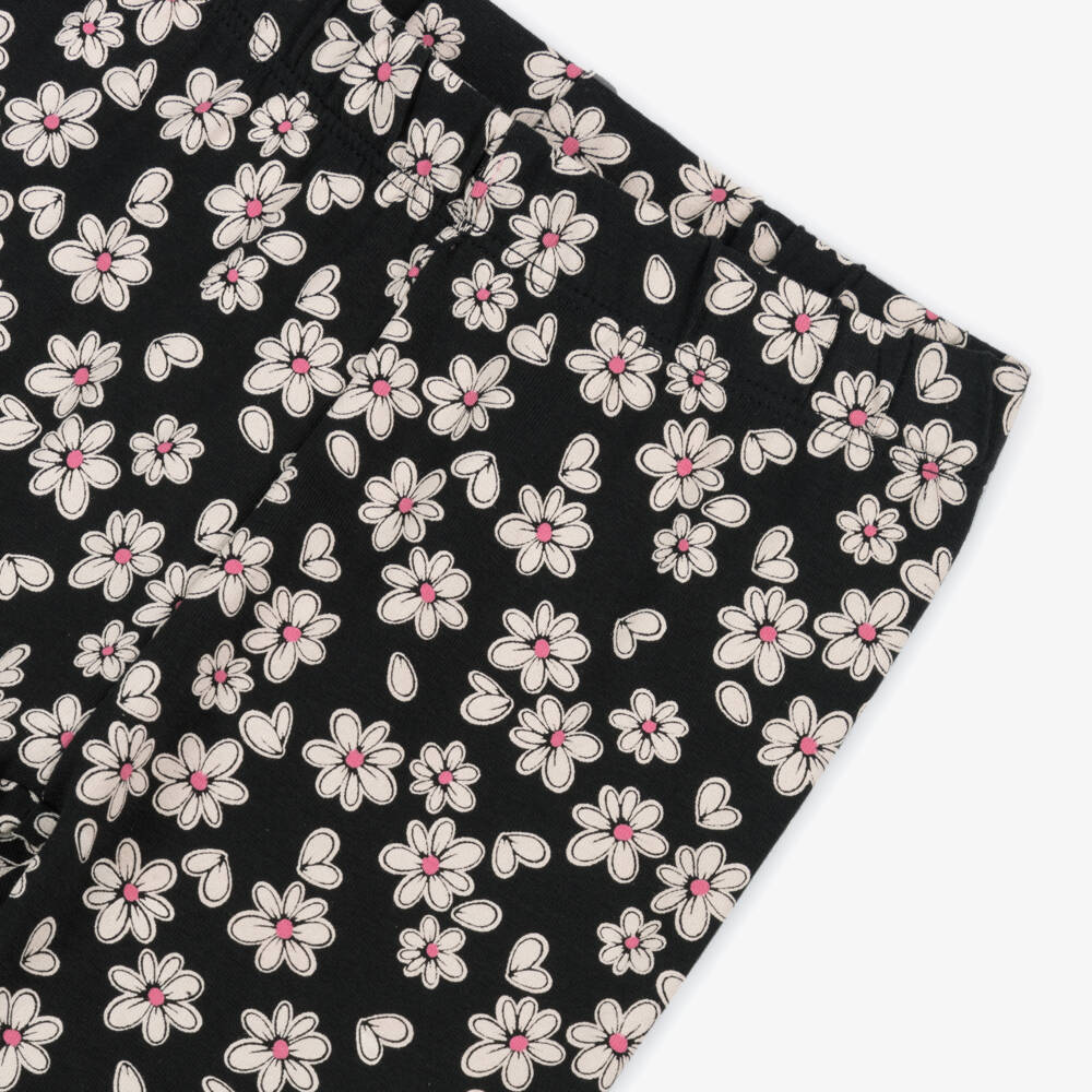 iDO Baby-Girls Black Floral Cotton Trousers | Childrensalon Outlet
