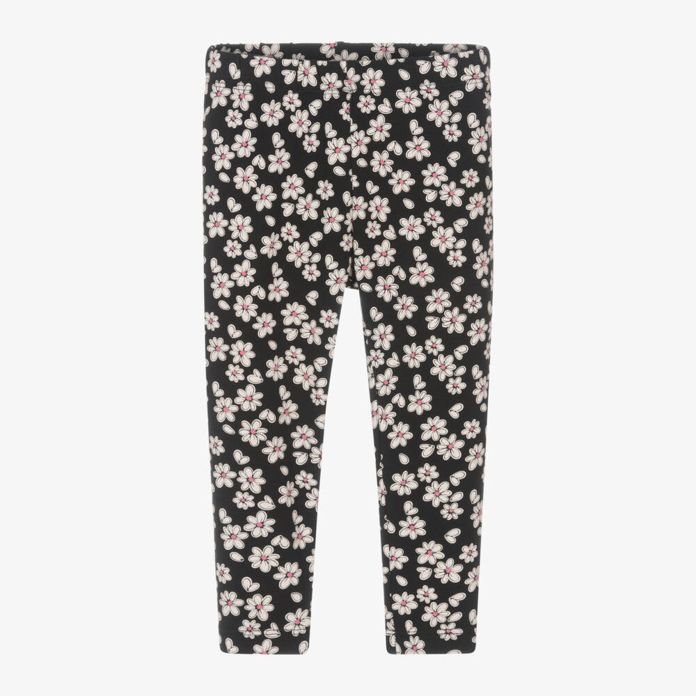 iDO Baby-Girls Black Floral Cotton Trousers | Childrensalon Outlet