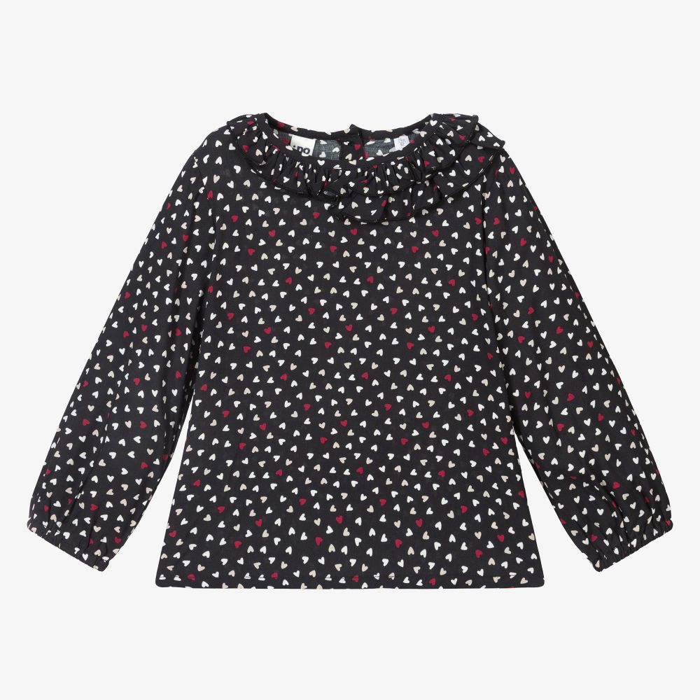 iDO Baby - Черная блузка с сердечками для девочек | Childrensalon