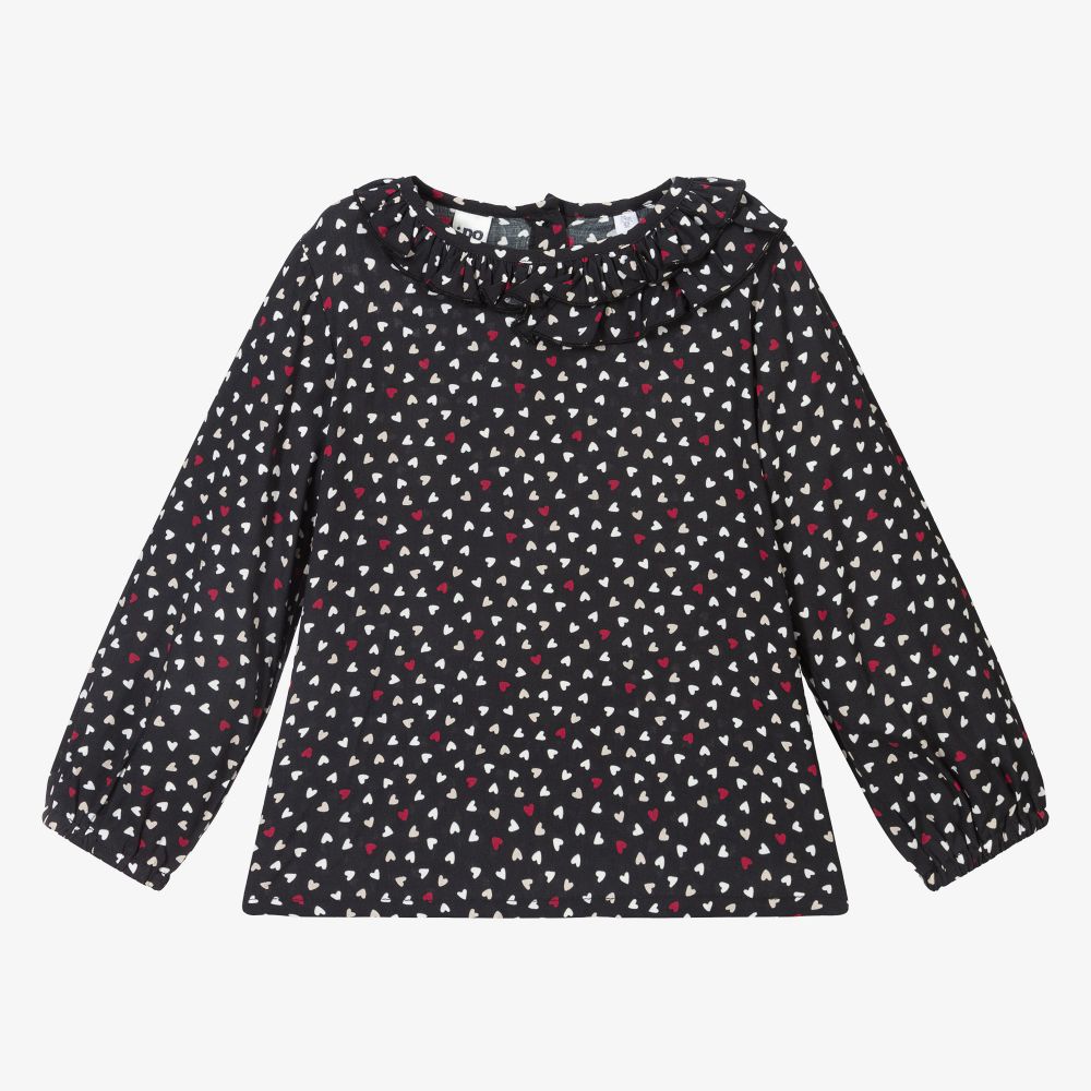 iDO Baby - Girls Black Hearts Blouse | Childrensalon